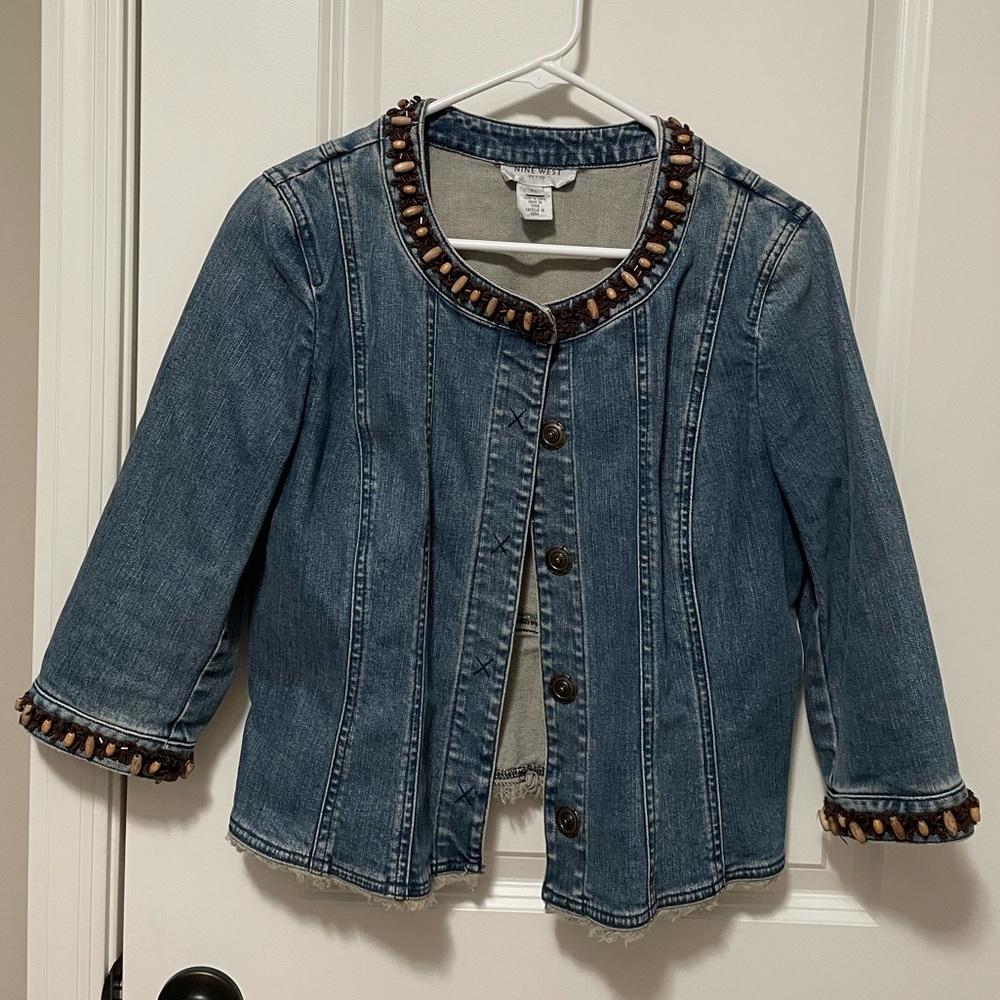 Denim Nine West Cropped Petite Large Jacket
